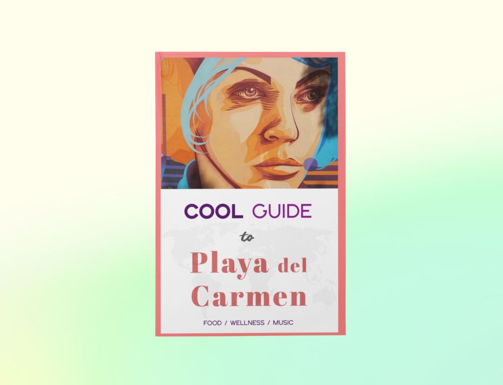 Cool Guide to Playa del Carmen travel guide book on green and yellow background