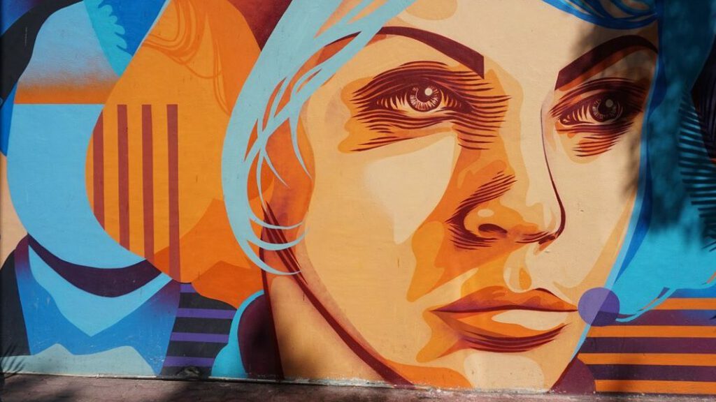 street art showing a women's face in Playa del Carmen